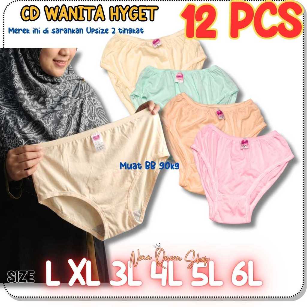 12 PCD Celana Dalam Wanita Bahan Hyget CD Anak Remaja Dewasa Jumbo Polos Cerah CD Haid Nifas
