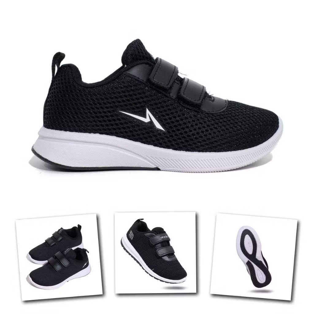 CANDUSHOP  sepatu ando anak sekolah unisex velcro dan taki 31-43 original lentur ringan anti licin r