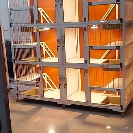 Kandang kucing 6 pintu, alumunium, dinding acp