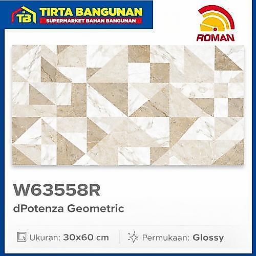 NEW PRODUK ROMAN KERAMIK W63558R DPOTENZA GEOMETRIC DINDING 30X60 CM GLOSSY KW1 KAYU GLOSSY KUALITAS
