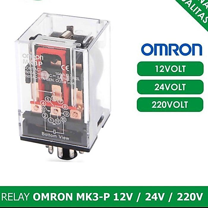 RELAY + SOCKET OMRON MKP3P-N VOLTAGE 12V 24V 220V 10A HIGH PERFOMANCE DISKON