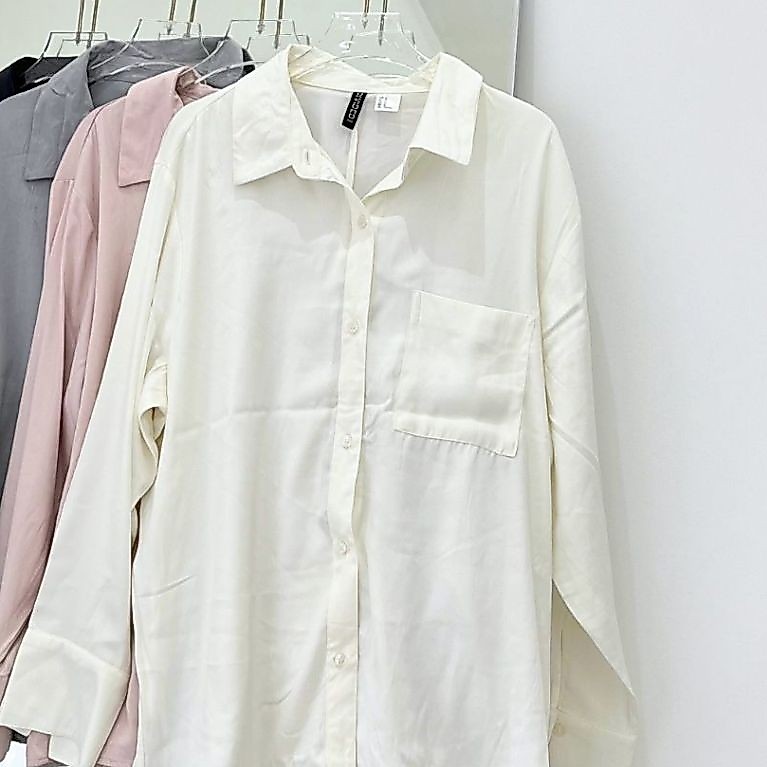 HM Satin Longsleeve Shirt - Kemeja atasan wanita lengan panjang