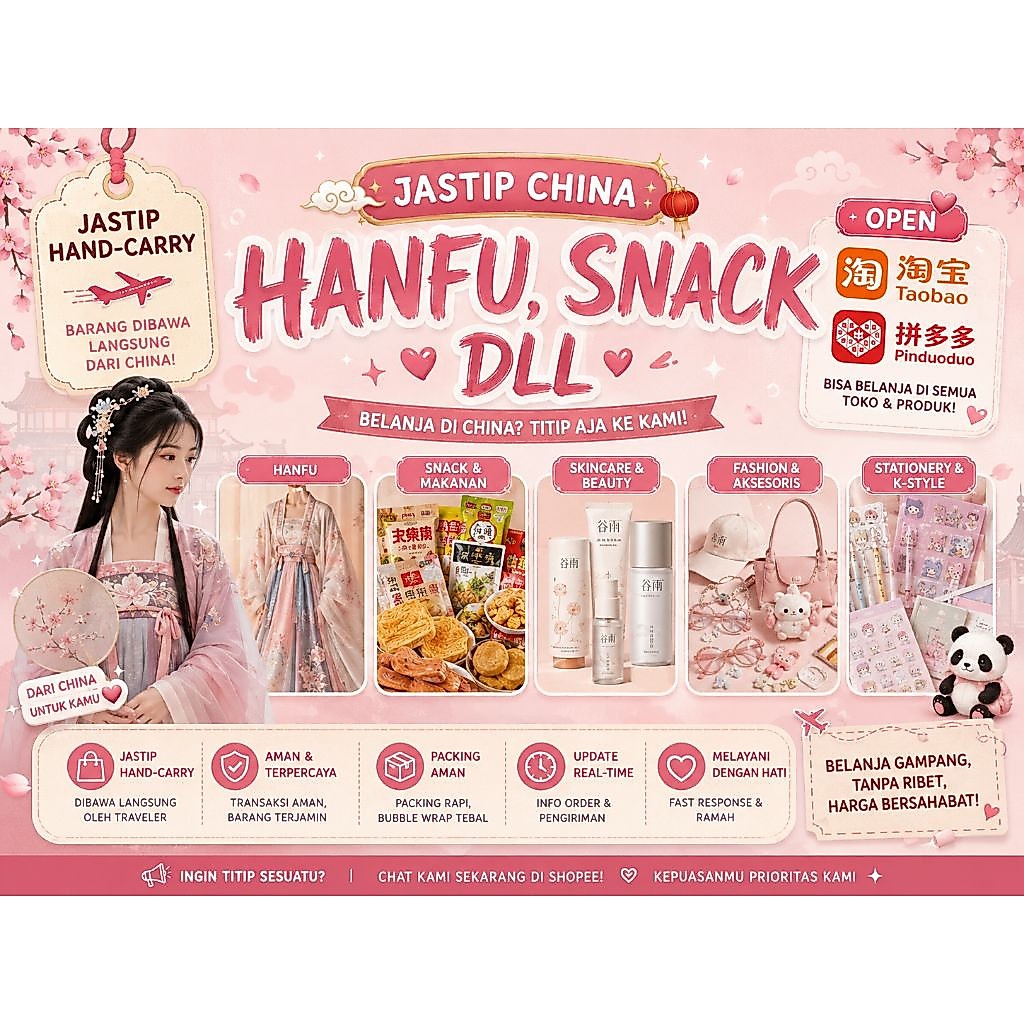 Open jastip china online taobao/pinduoduo handcarry