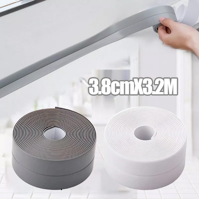 Lakban Anti Jamur – 3.2m / Perekat / Tape – Cocok Untuk Wastafel Dapur & Kamar Mandi / Siku / Celah