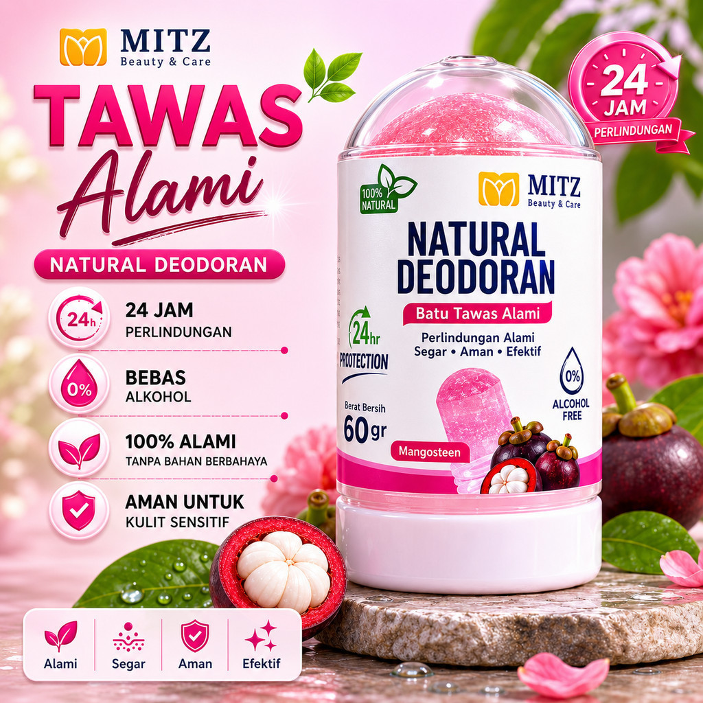 BPOM Batu Tawas Deodorant Alami Alum Sulfate untuk Bau Badan Ketiak Kaki Mitz