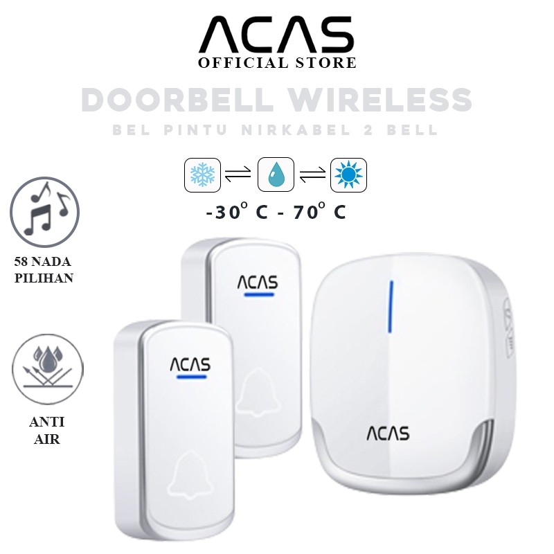 ACAS Doorbell 2 Tombol Bel Pintu Rumah 30Meter