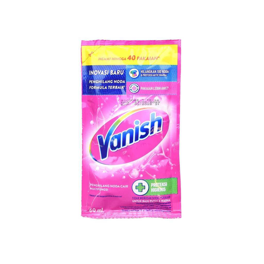 Vanish Pemutih Pakaian Cair Pink Sachet 60 ml