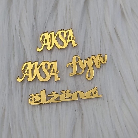 Cutting Huruf Inisial Label/Logo Jilbab Akrilik Gold,Label Cutting Huruf