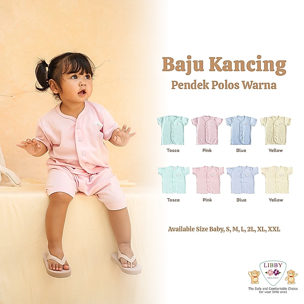 LIBBY 1 PCS Baju Pendek Newborn & Anak Polos Warna dan Putih (1 PCS)