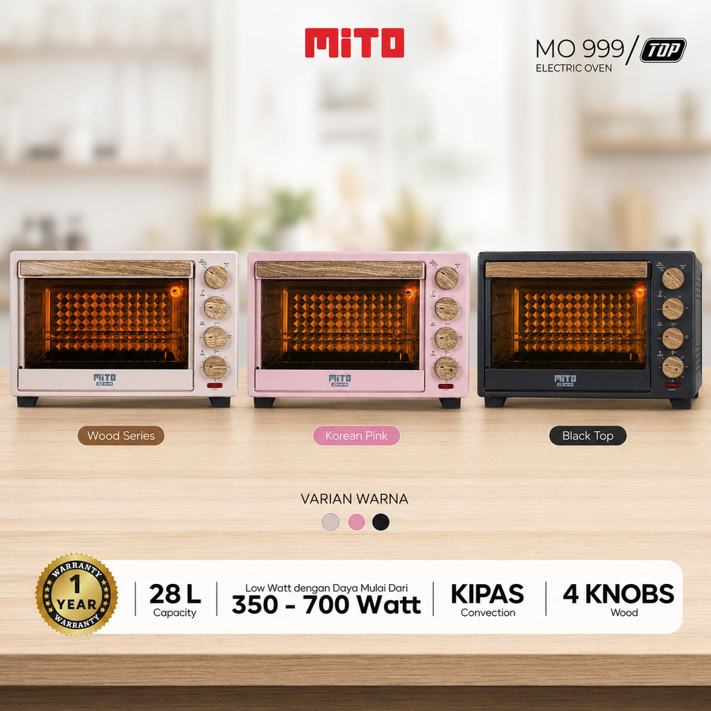 Mito Oven Listrik MO-999 28 Liter Low Watt Electric Oven Panggang Kue Roti Ayam Original - DM XCF