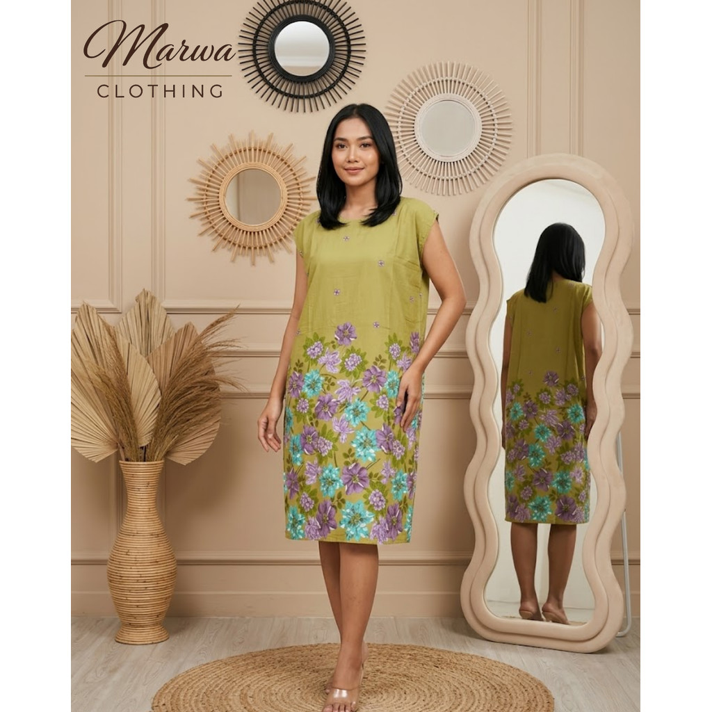 Renjana - Daster Kelelawar Jumbo Lowo HAP Premium Rayon Motif Bunga Tanpa Lengan Adem Baju Tidur Piy