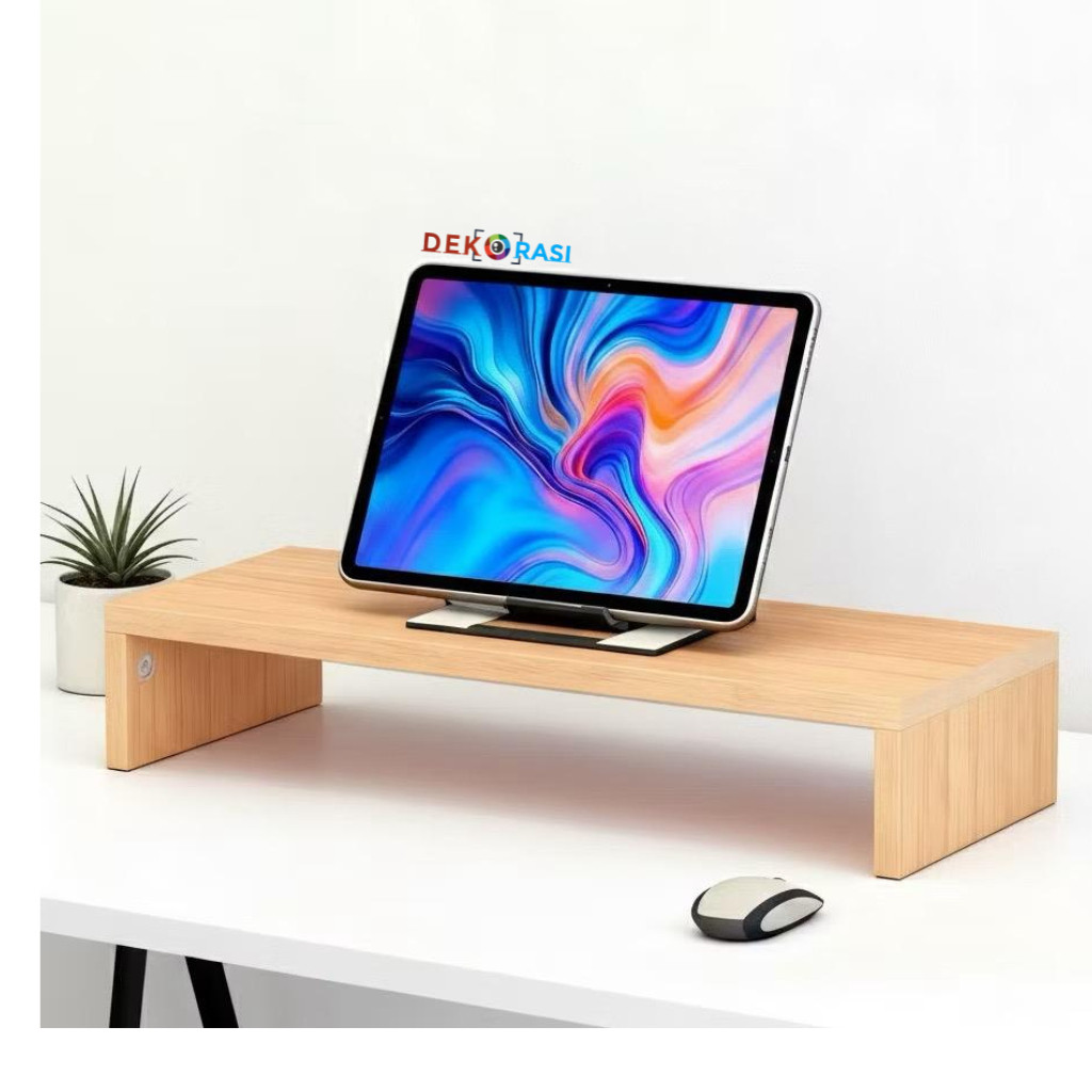 PROMO Dekorasi stand monitor laptop gaming dudukan komputer bahan kayu desain minimalis serbaguna