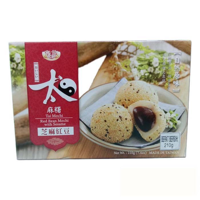 ROYAL FAMILY Kue Mochi Merah dengan Isi Kacang Merah & Taburan Wijen 210g - 6 Pcs - Taiwan SURABAYA