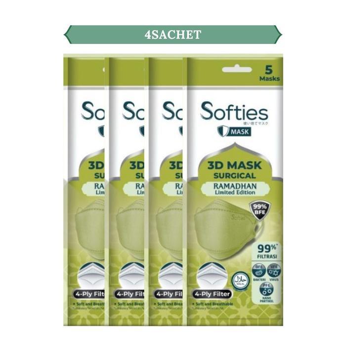 Softies 3D Surgical Mask KF94 Masker Medis 4 Lapis Filter 99% VFE PFE BFE Tahan Percikan Air Nano Pa