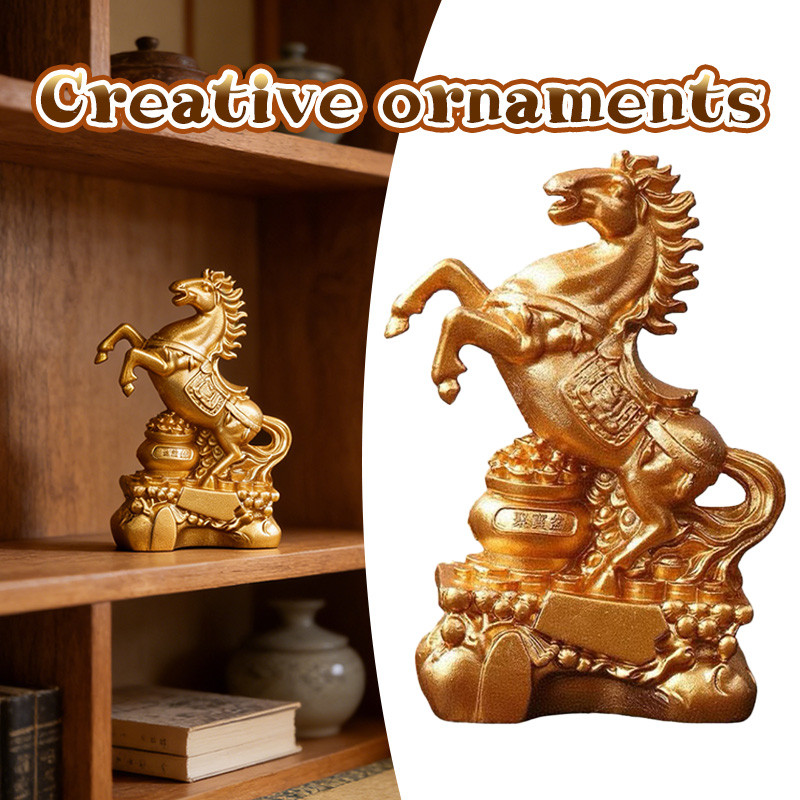 2026 Patung kuda emas / PVC Patung Zodiak Tahun Kuda / Patung kuda feng shui / patung kuda dekorasi 