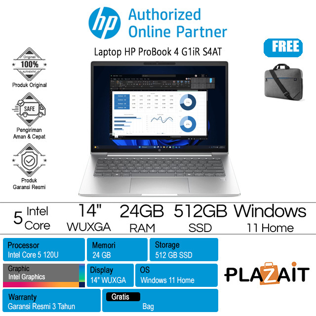 Laptop HP ProBook 4 G1iR S4AT /Intel Core 5 120U/24GB/512GB SSD/Intel Graphics/14 WUXGA IPS/W11 Home