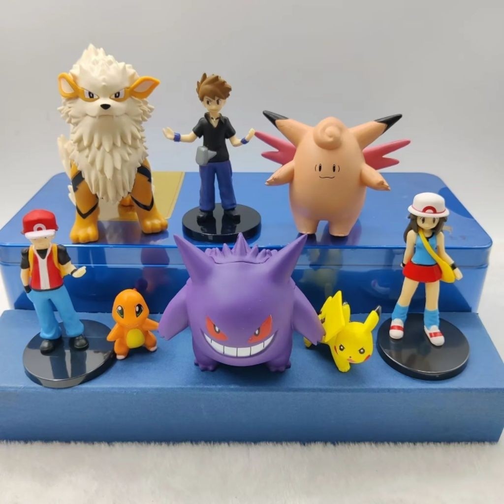 Action Figure Pokemon Isi 8 Pcs Tinggi 3-9cm Pikachu Gengar Arcanine Lucu Pajangan Mainan