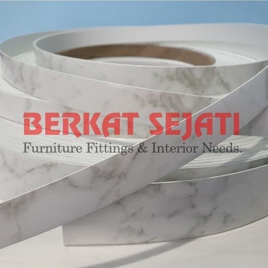 Edging Hpl Aica Taco WHITE MARBLE GLOSSY / MARMER PUTIH KILAP 43mm x 1mm .