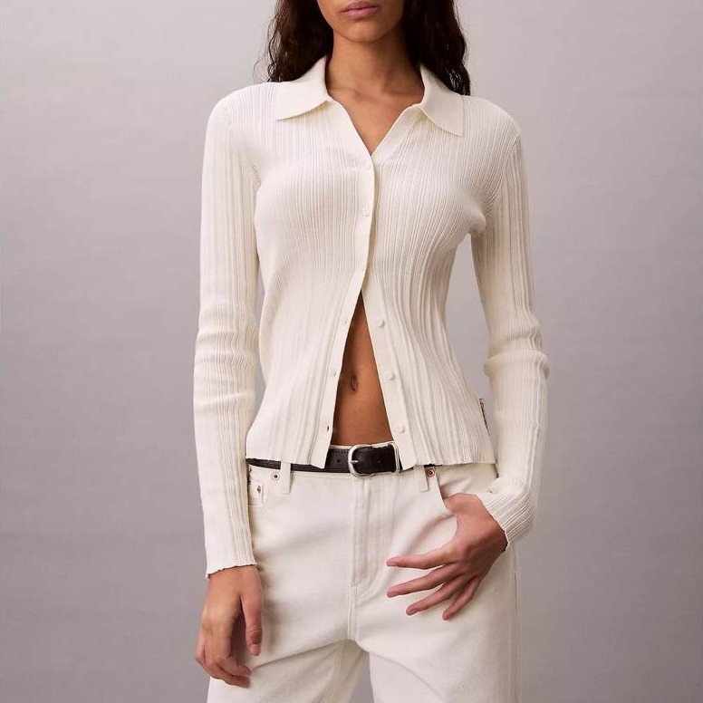 Calvin Klein - Smooth Cotton Rib Polo Cardigan