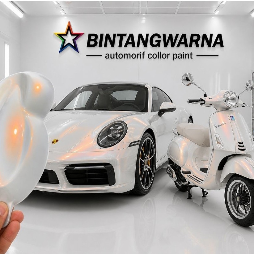 CAT WARNA PUTIH LEMBAYUNG ORANGE JENIS PU CAT WHITE MUTIARA ORANGE LEMBAYUNG ORANGE CAT MOTOR CAT MO