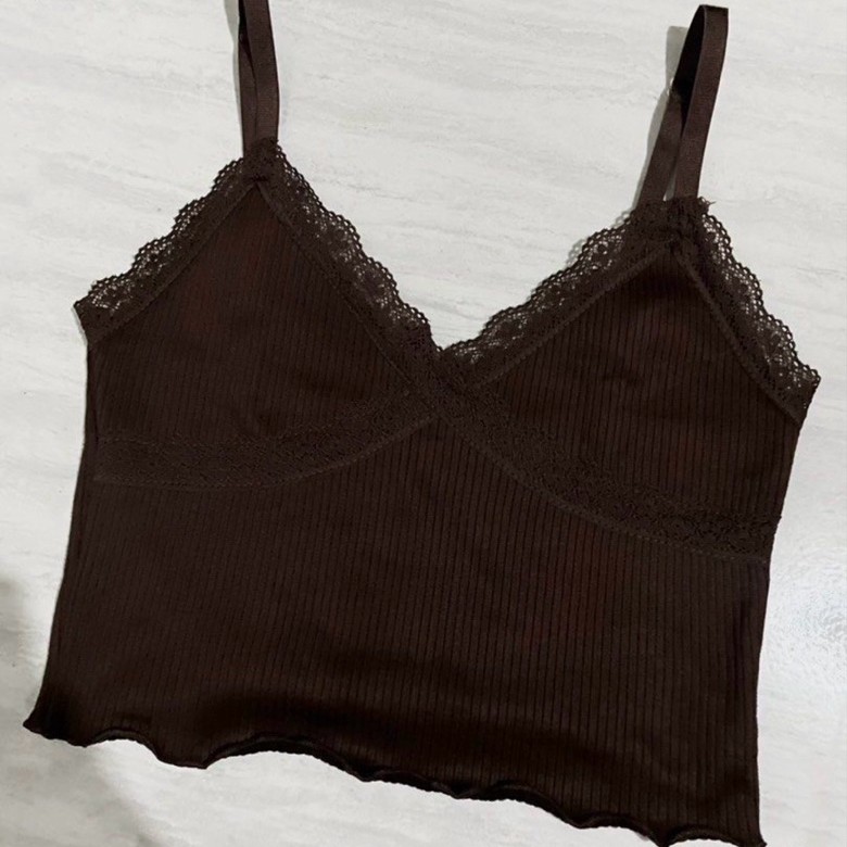 Preloved lace brown tanktop hnm | not zara bershka