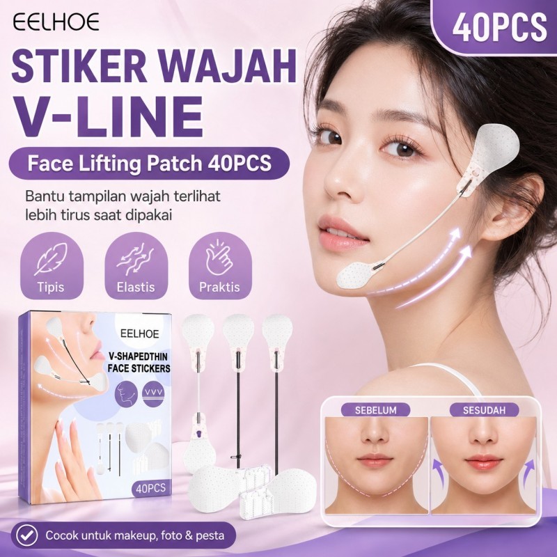 EELHOE Stiker Wajah Anti Kerut 40pcs Anti Kerut Mata Dan Leher Instant Face Lift Patch V Shape Face 