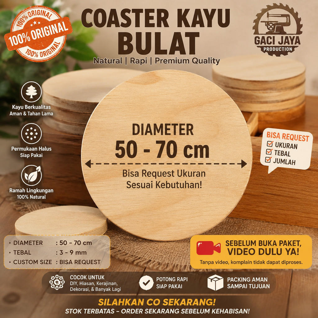 Triplek / Multiplek / Plywood Bentuk Bulat/Bundar Diameter 50 CM 60 CM 70 CM Tebal 3mm 5mm 6mm 7mm d