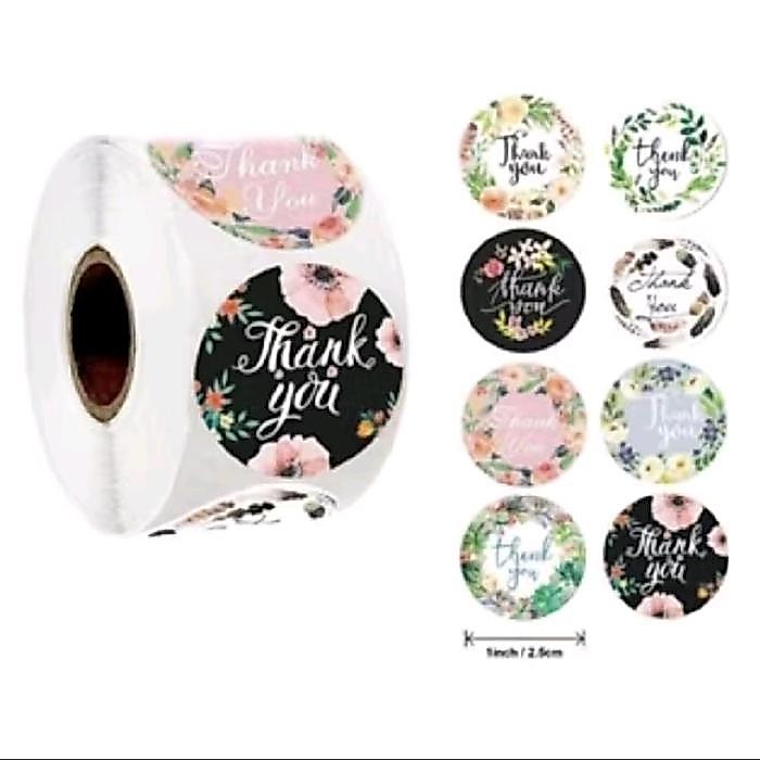 Stiker ucapan thank you happy birthday 1 roll stiker thank you 1 roll stiker ucapan thank you happy