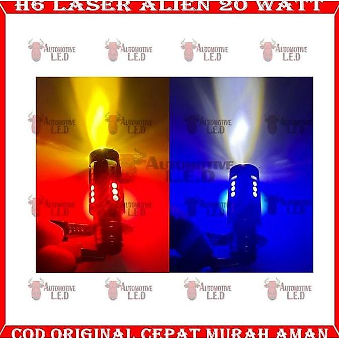 Original Lampu Utama Motor H6 Laser 30 Led Alien H6 Led Laser 2 Warna Hi / Loo 20 Watt | Bohlam Led 