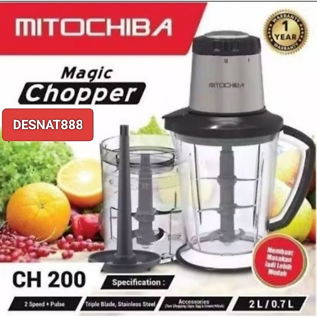 CHOPPER ALAT PENGGILING GILINGAN DAGING MAKANAN MITO CH-200  5in1 GARANSI RESMI 1TAHUN