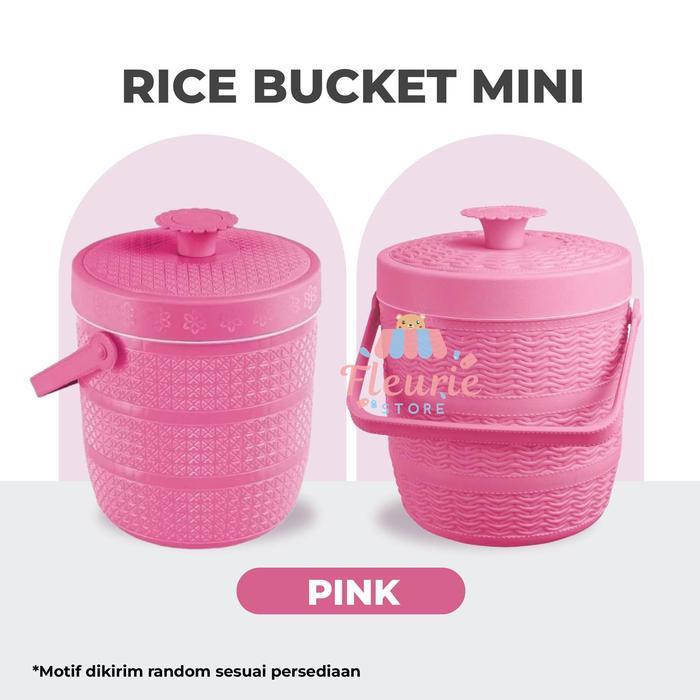 ENVIO - TRI J - Mini Rice Bucket Motif Rotan (Termos Nasi & Es) 3.5L (Kode 6.5) - MINI PINK, Rice Bu