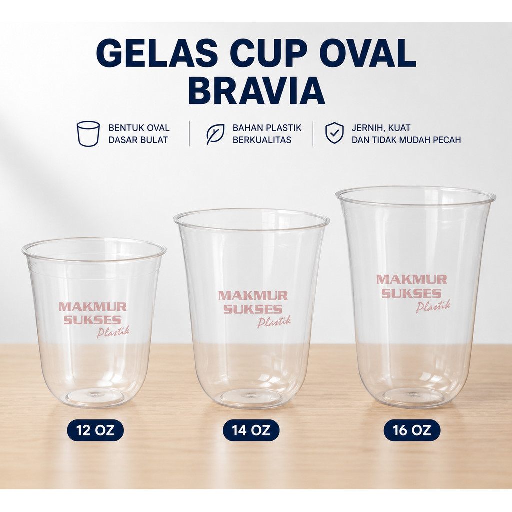 Gelas Bravia 5gr 12oz 14oz 16oz (1 slop 50pcs)