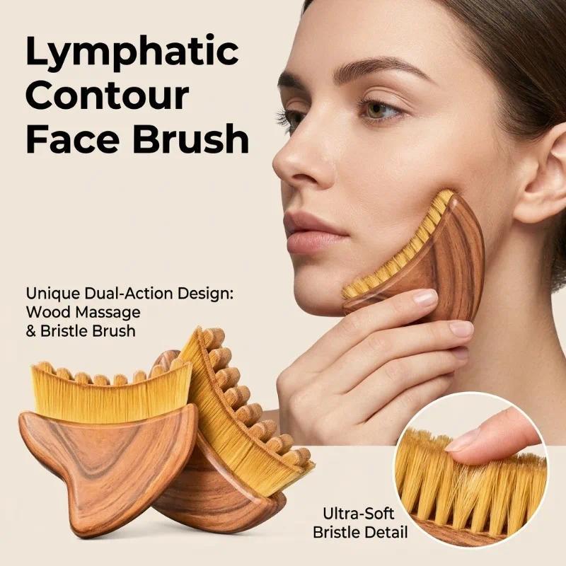 Portable Lymphatic Contour Face Brush, Facial Sculpting Lymphatic Drainage Tools, Lymphatic Drainage