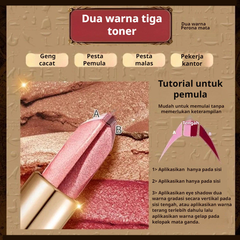 Beginner Lazy Eyeshadow Stick Gradient Pearl Dual Color Eyeshadow Stick COD/Waterproof Stik Eyeshado
