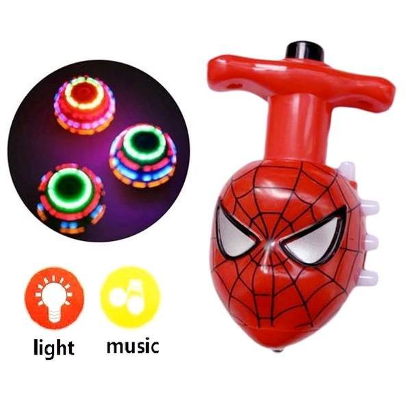 Mainan Anak gasing Lampu Dan Musik Gasing Superhero Viral - gasing spiderman