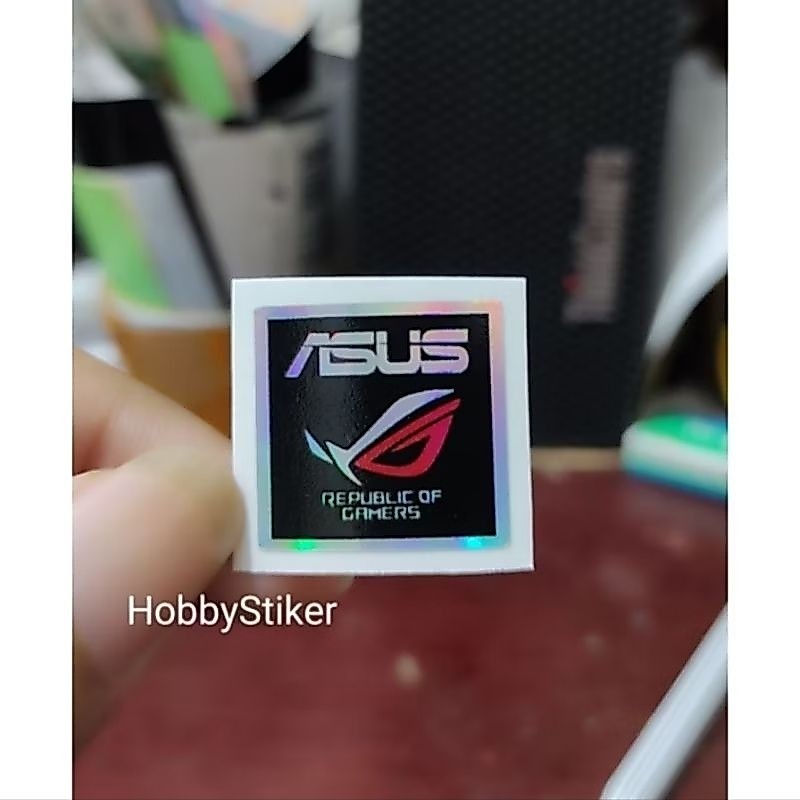 Stiker asus ROG republic of gamer kotak efek hologram untuk pc laptop