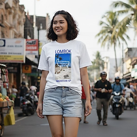 kaos oleh oleh lombok kaos mandalika tshirt lombok island oleh-oleh baju gili trawangan souvenir gun