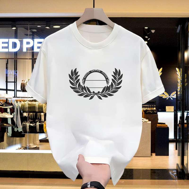 Kaos FRED PERRY Graphic Print Tee Cowok Cewek Premium Cotton Kaos Santai Harian Stylish Hitam Putih 