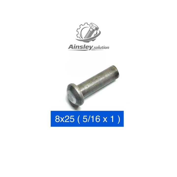 Paku Keling M8x25 Besi Kepala Bulat rivet Jembatan 8mm 2.5cm 5/16x1 PKB