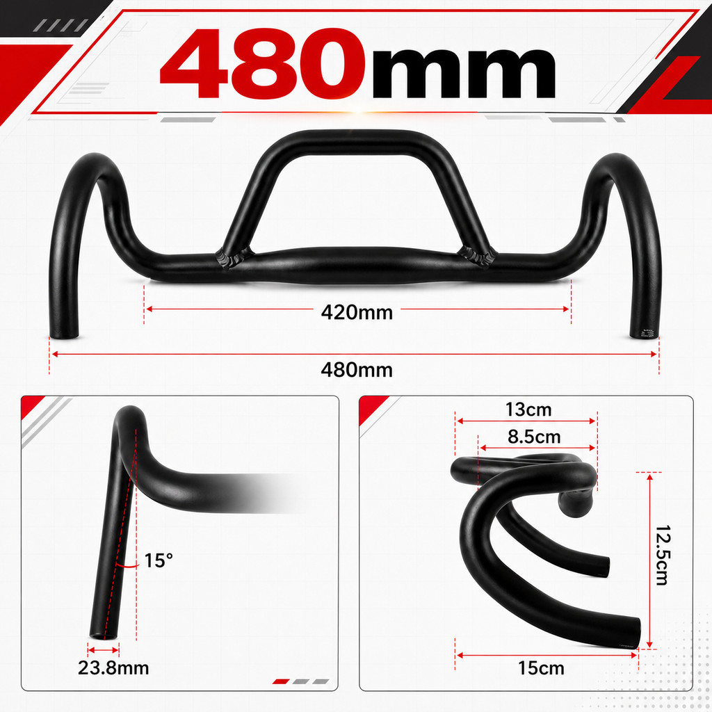 FMFXTR Dropbar Drop Bar Flare Stang Double 31.8 OS Oversize 440 480 mm Sepeda Gravel Touring Roadbik