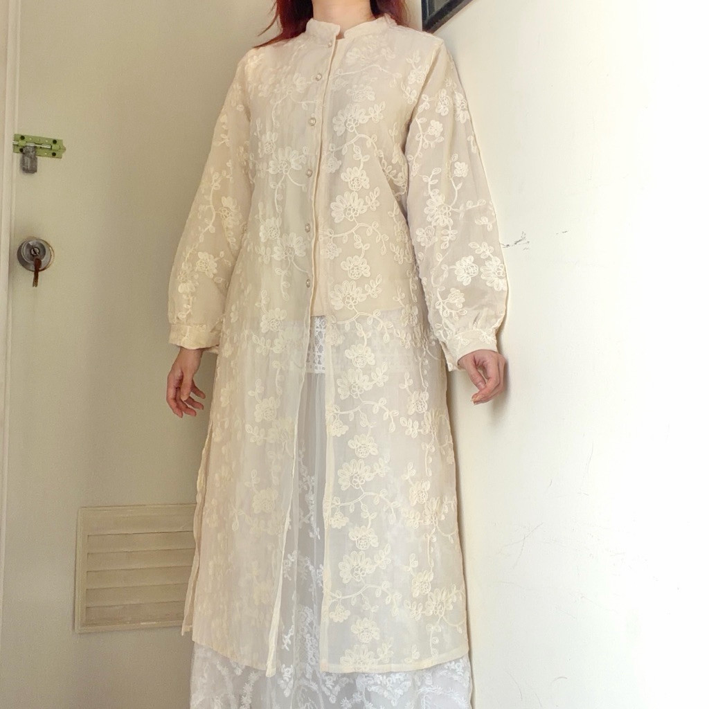 Asaya Tunik Gamis dress Top atasan blouse kemeja wanita panjang full furing bordir kerja wisuda leba