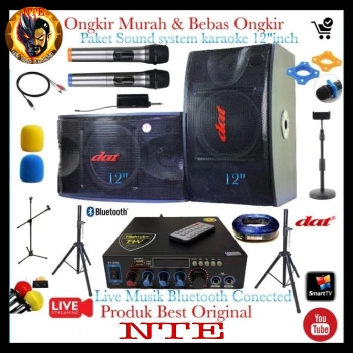 Paket Set Sound Karaoke dat speaker 12 inch Bluetooth Audio musik Live
