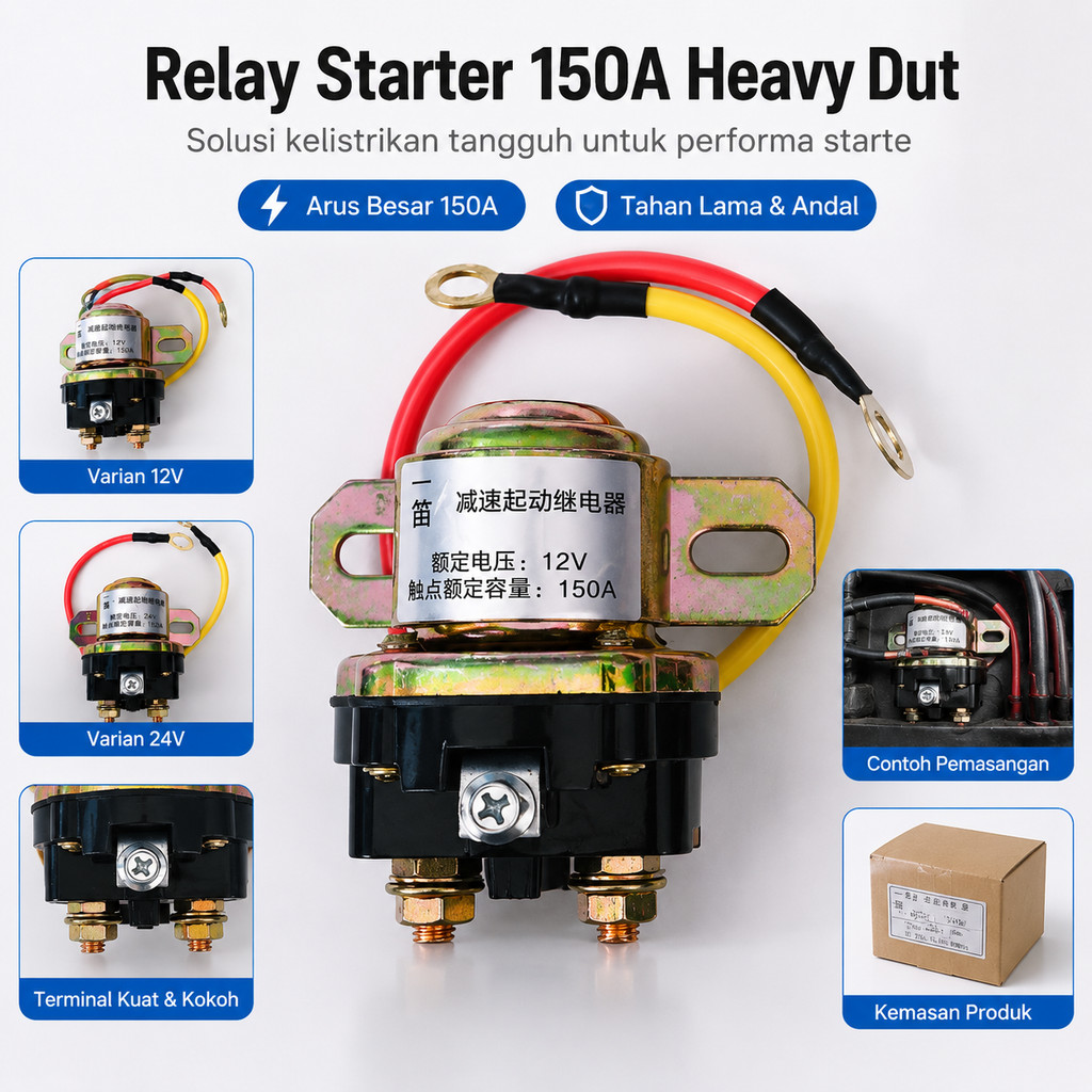 Relay Starter Mobil 12V 24V 150A Heavy Duty Solenoid Switch untuk Motor Starter Kendaraan Bermotor
