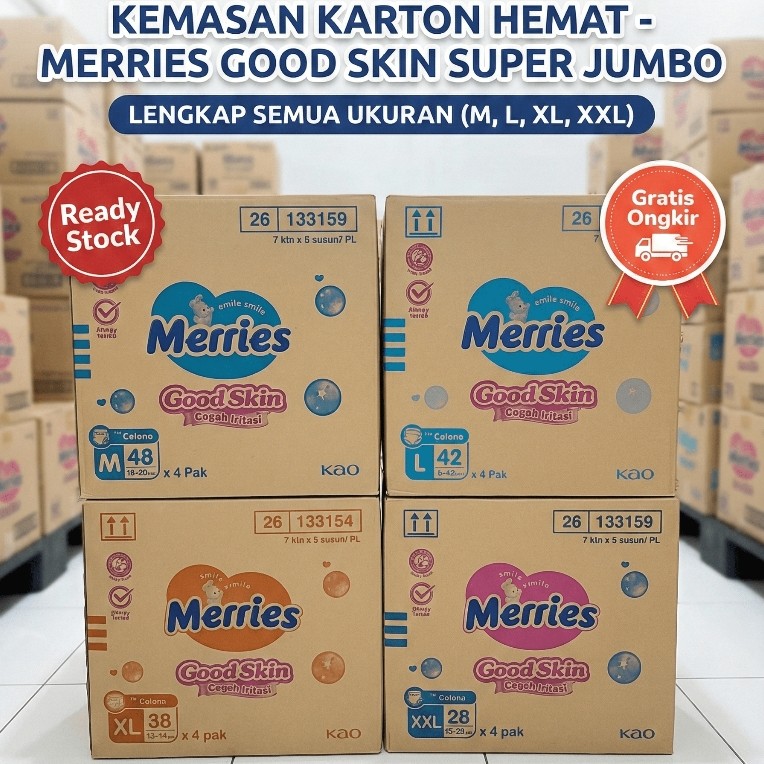 Merries Super Jumbo Popok Pants Kartonan M48/L42/Xl38 Tbk