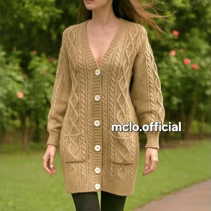 Outer Rajut Panjang Wanita-Cardigan Rajut Tebal (Best Seller)