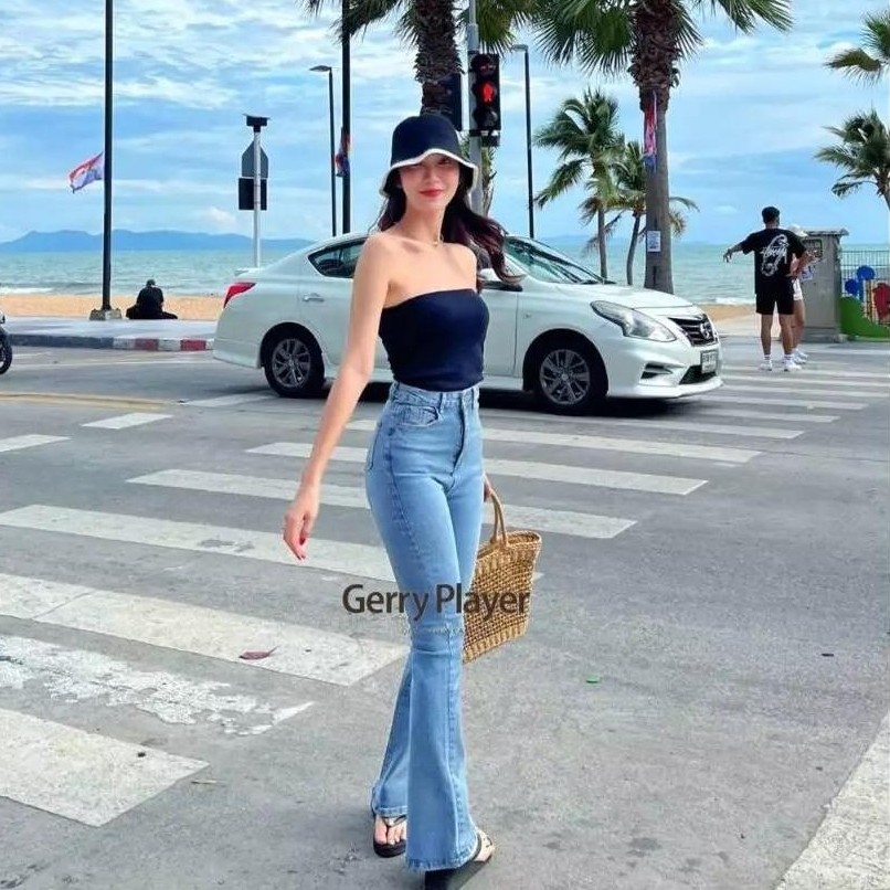 OFFICIAL Zora - Jeans Cutbray Wanita Highwaist Kekinian Celana Cutbray Jeans Wanita Stretch Terbaru 