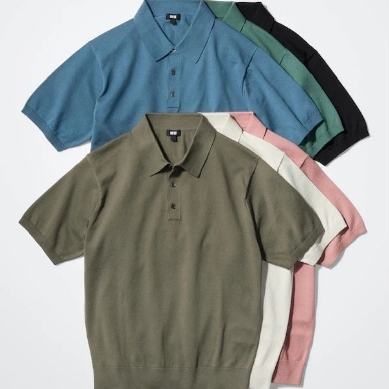 Kaos Sweater Polo Rajut Washable Lengan Pendek UNIQLO original