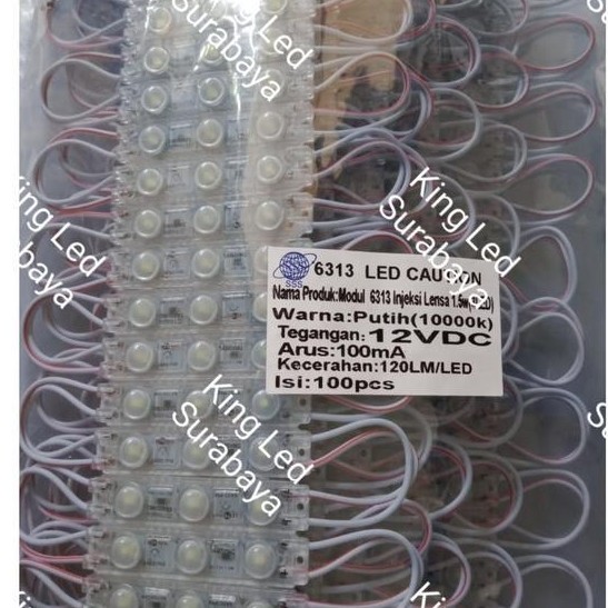 Led Modul 2835 3 Mata Led Lensa Samsung Tipe 6313 12V Putih 12 Volt