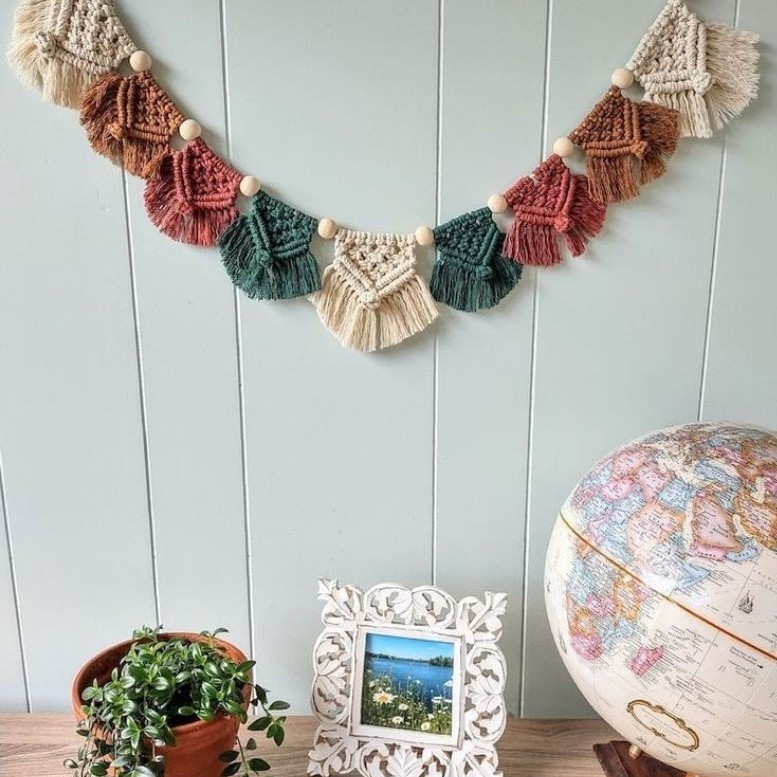Macrame Hiasan Dinding/Hiasan Bendera Dinding Macrame