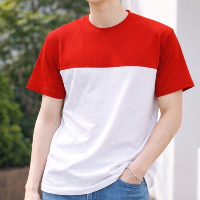 kaos merah putih polos pendek